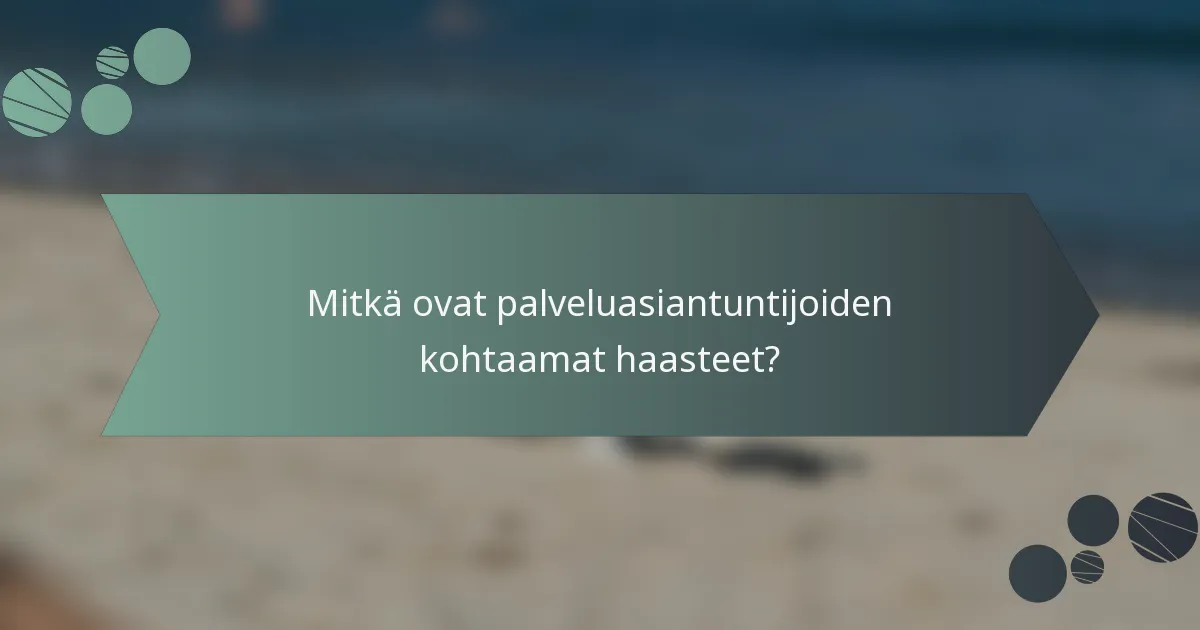 Mitkä ovat palveluasiantuntijoiden kohtaamat haasteet?